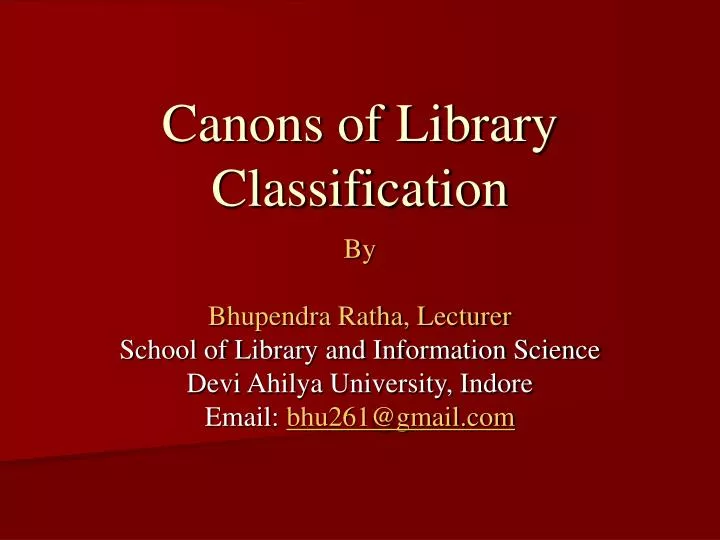 canons of library classification
