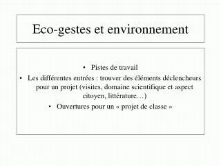 eco gestes et environnement