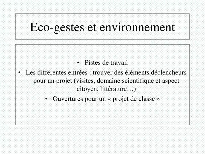 eco gestes et environnement
