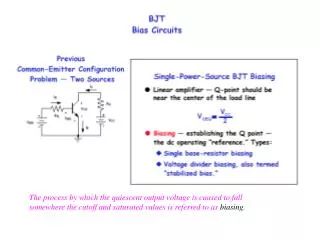 The process by which the quiescent output voltage is caused to fall somewhere the cutoff and saturated values is referr