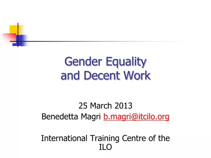 gender equality and decent work