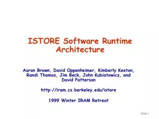 ISTORE Software Runtime Architecture