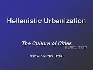 Hellenistic Urbanization