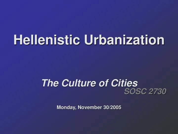 hellenistic urbanization
