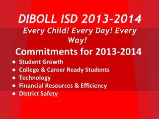 DIBOLL ISD 2013-2014 Every Child! Every Day! Every Way!
