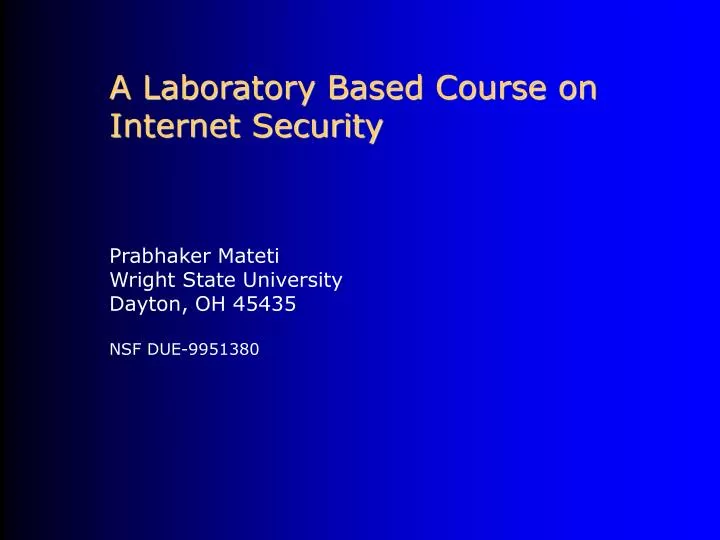 a laboratory based course on internet security