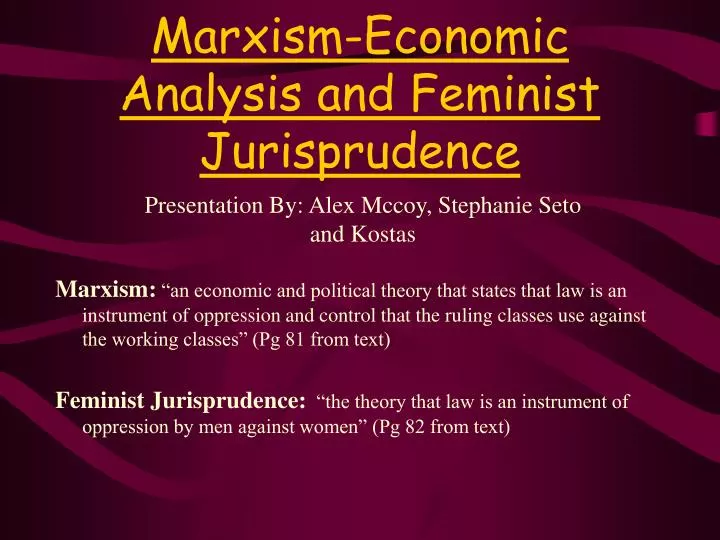 marxism economic analysis and feminist jurisprudence