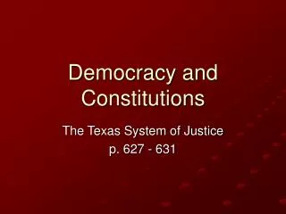 Democracy and Constitutions