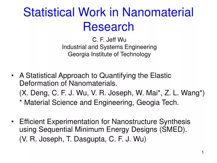 statistical work in nanomaterial research