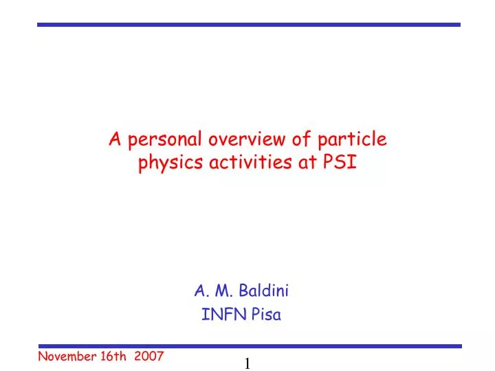 a personal overview of particle physics activities at psi
