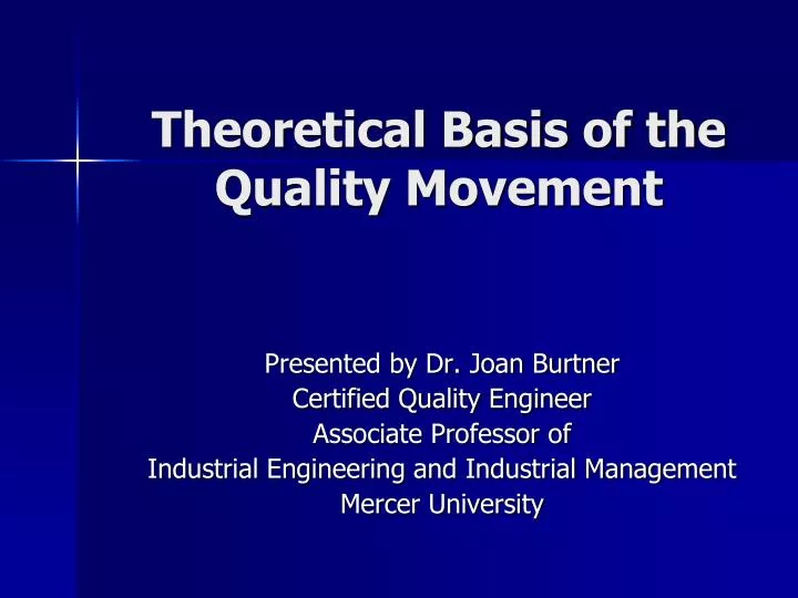 theoretical basis of the quality movement