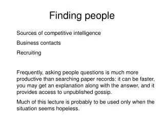 Finding people