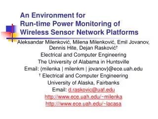 An Environment for Run-time Power Monitoring of Wireless Sensor Network Platforms