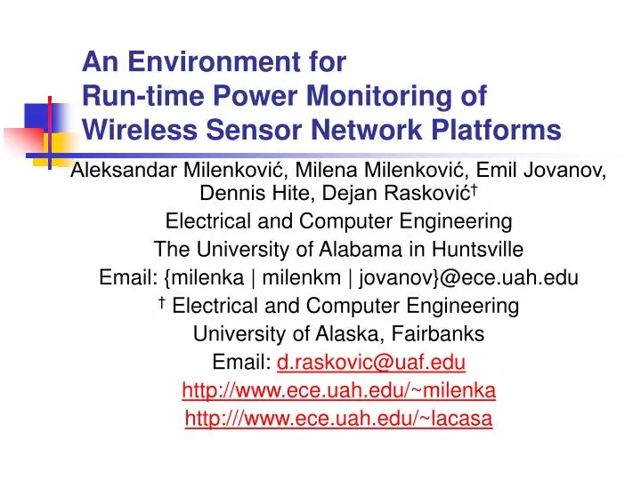 an environment for run time power monitoring of wireless sensor network platforms