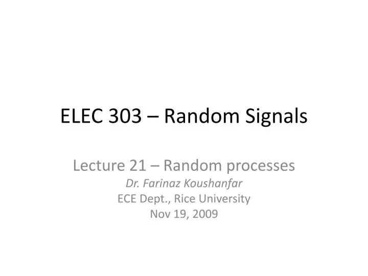 elec 303 random signals