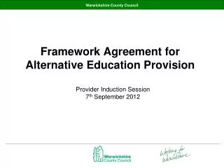 Framework Agreement for Alternative Education Provision