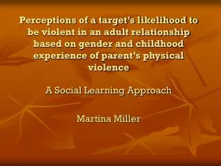 A Social Learning Approach Martina Miller
