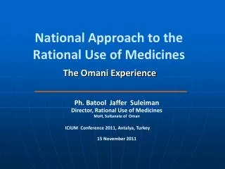 National Approach to the Rational Use of Medicines