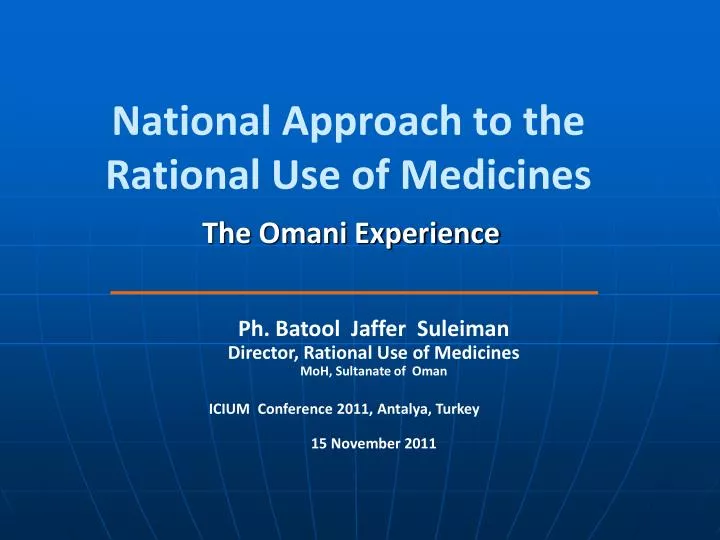 national approach to the rational use of medicines