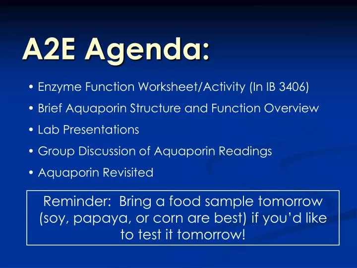 a2e agenda