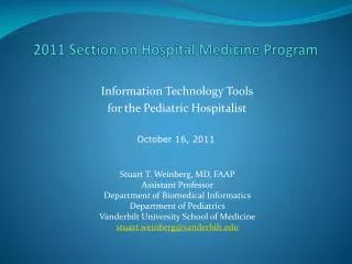 2011 Section on Hospital Medicine Program