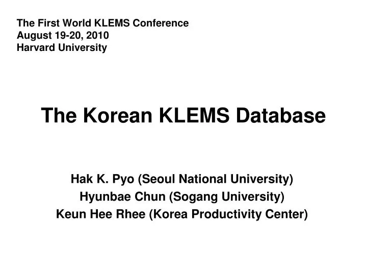 the korean klems database