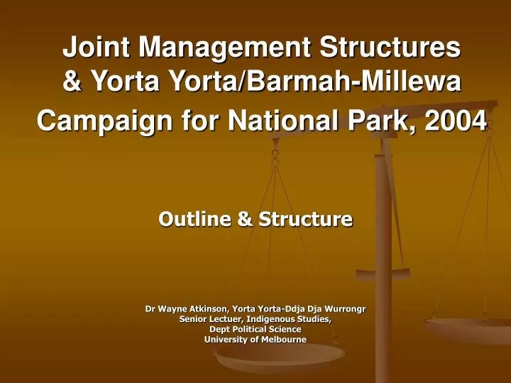 joint management structures yorta yorta barmah millewa campaign for national park 2004