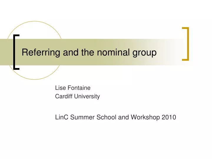 referring and the nominal group