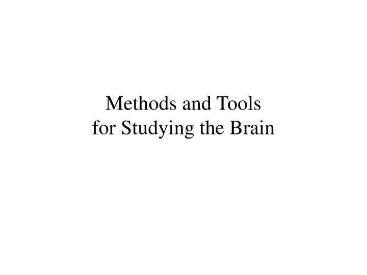 methods and tools for studying the brain