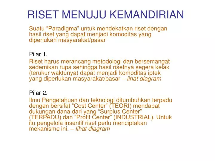 riset menuju kemandirian