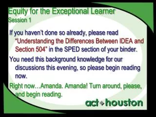 equity for the exceptional learner session 1
