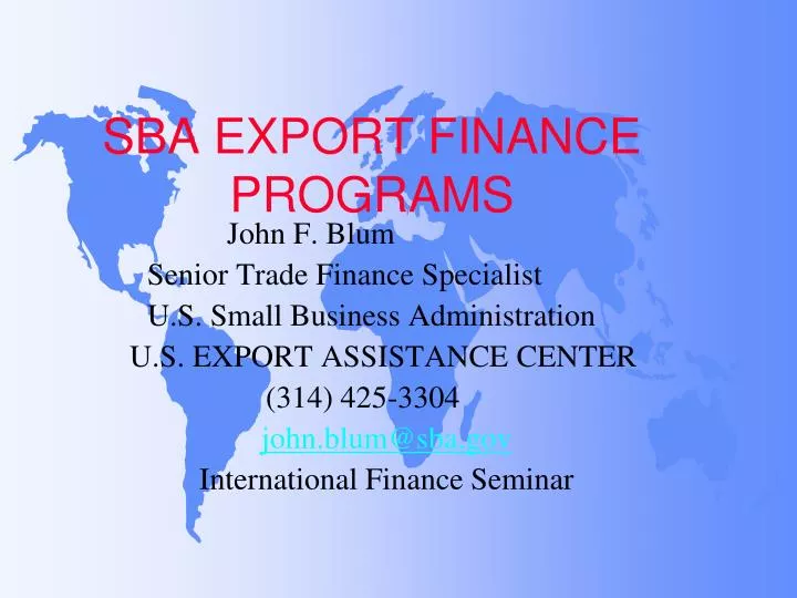 sba export finance programs