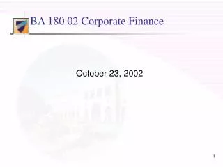 BA 180.02 Corporate Finance