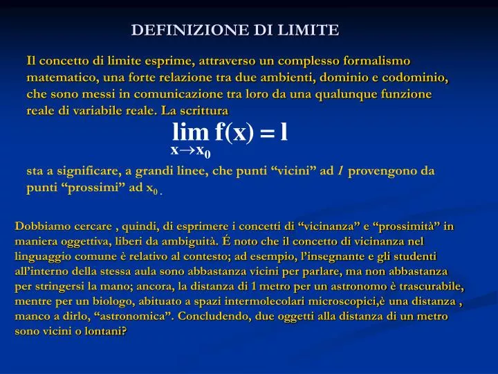 definizione di limite