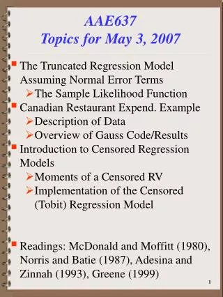 AAE637 Topics for May 3, 2007