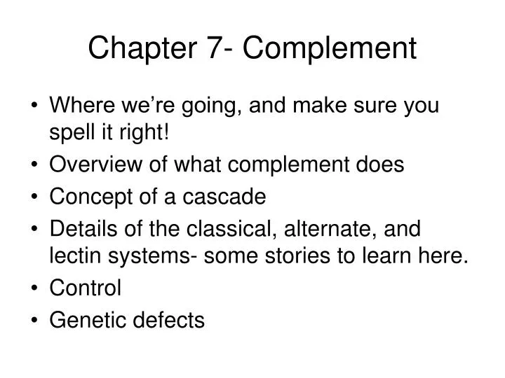 chapter 7 complement