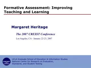 Formative Assessment: Improving Teaching and Learning