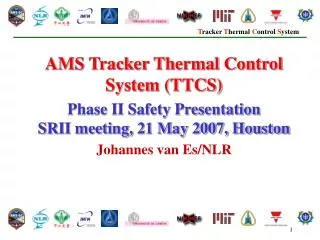 AMS Tracker Thermal Control System (TTCS) Phase II Safety Presentation SRII meeting, 21 May 2007, Houston Johannes van