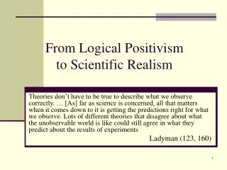 From Logical Positivism to Scientific Realism