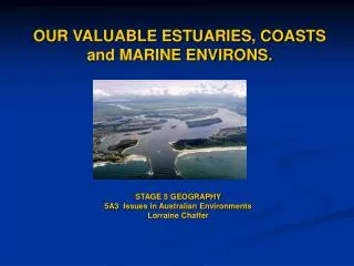 OUR VALUABLE ESTUARIES, COASTS and MARINE ENVIRONS.