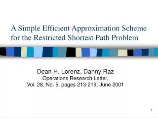 A Simple Efficient Approximation Scheme for the Restricted Shortest Path Problem