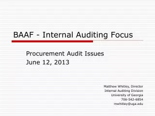BAAF - Internal Auditing Focus