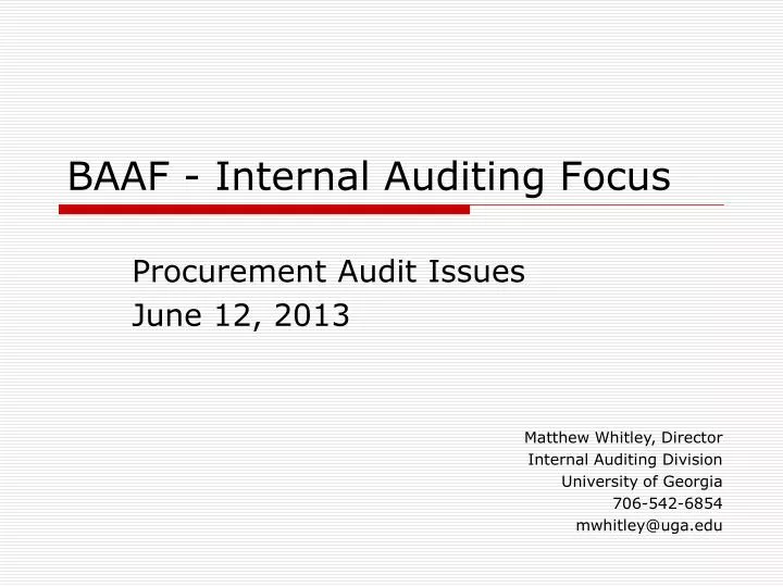baaf internal auditing focus