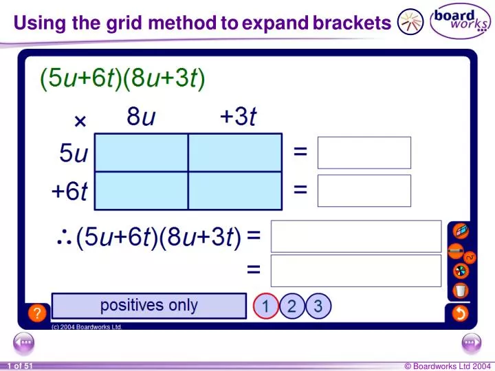 using the grid method to expand brackets