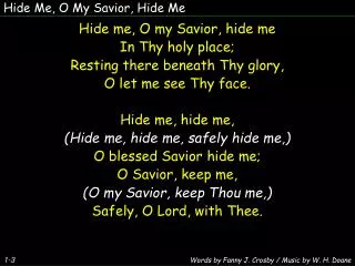 Hide Me, O My Savior, Hide Me
