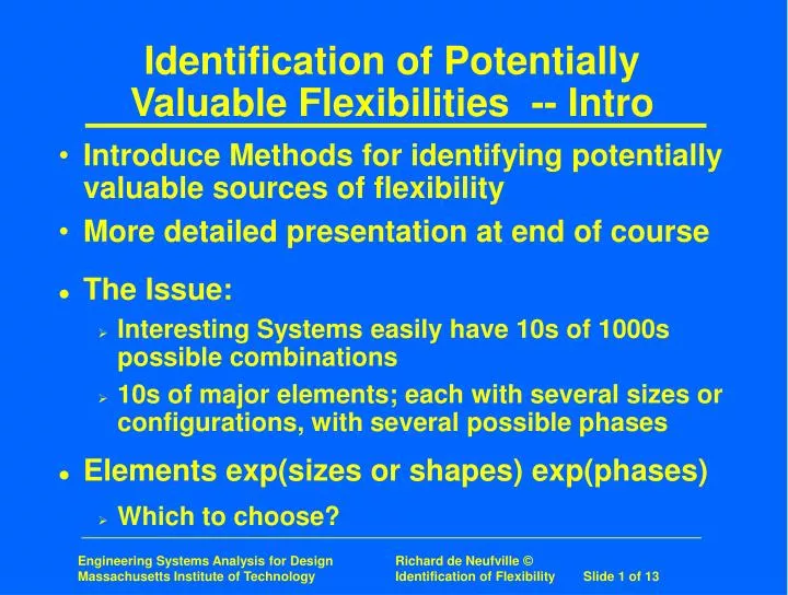 identification of potentially valuable flexibilities intro