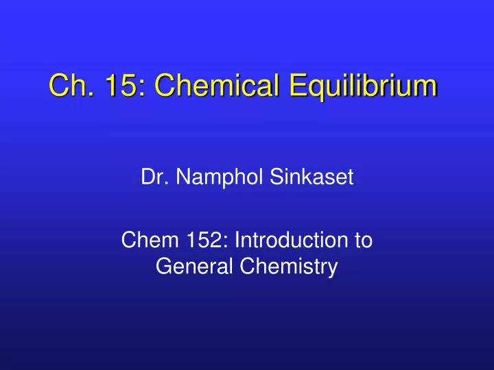 ch 15 chemical equilibrium