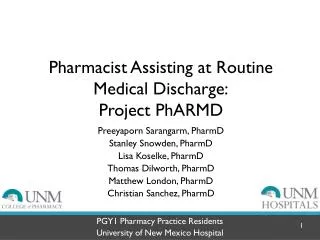 Pharmacist Assisting at Routine Medical Discharge: Project PhARMD