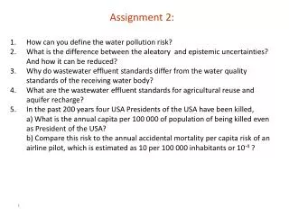 Assignment 2: How can you define the water pollution risk?
