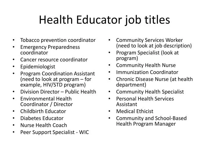 health educator job titles